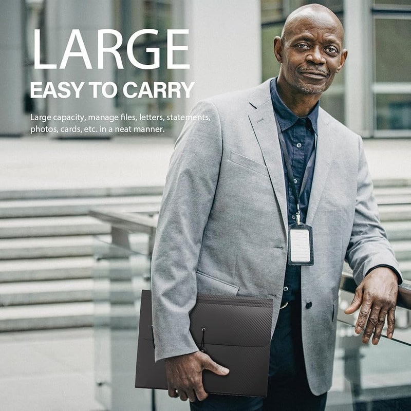 Grey Accordion Expanding File Folder Organizer with Compartments Portable Document Holder Large Capacity - Image 5